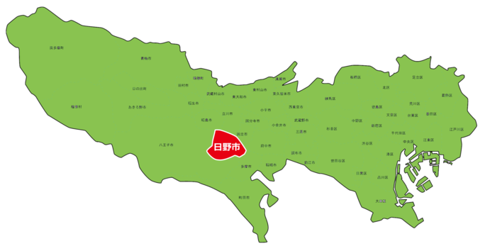 イラスト:日野市がわかりやすい東京都の地図