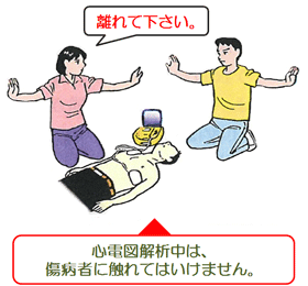 イラスト:傷病者に触れないようにする人々