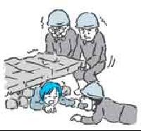 イラスト:救助を受ける女性