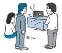 イラスト・ラジオを聴く人達