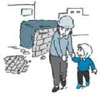 イラスト:門扉から子どもを遠ざける女性