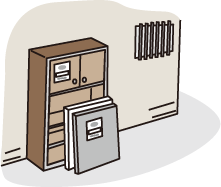 イラスト:粗大ごみ等処理券(シール)は見える位置に貼りましょう