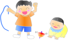 こまで遊ぶ(イラスト)