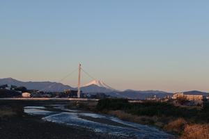 写真:元日の浅川と富士山