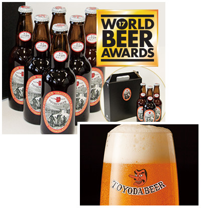 写真1:トヨダ瓶ビール 写真2:グラスに注がれたトヨダビール