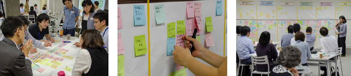 写真:事前開催の座談会で活発に意見を出し合う参加者