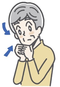 イラスト:あご持ち上げ体操をする人