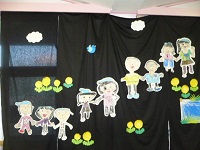 卒園式の会場の散歩の装飾の写真