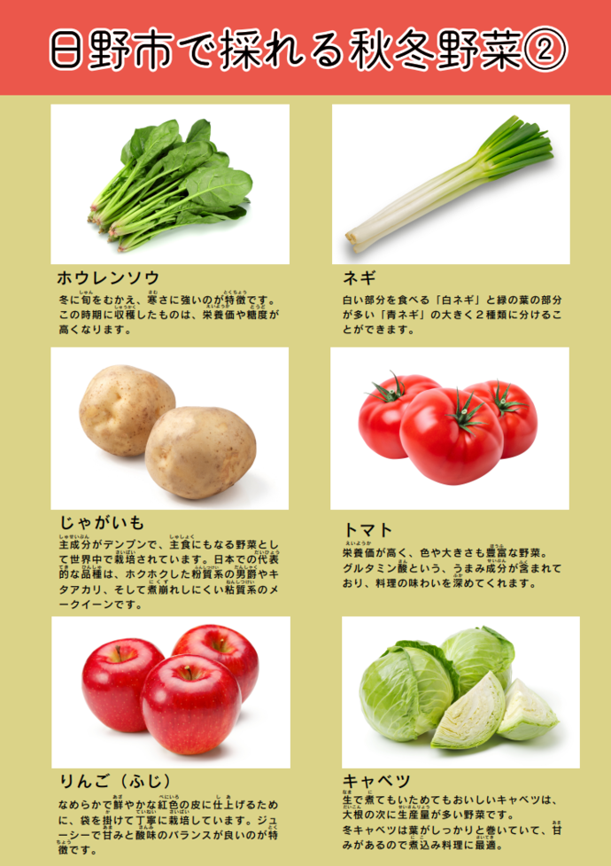 画像：日野市で採れる秋冬野菜（2）