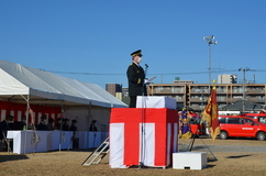 写真:消防団長挨拶の様子