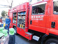 写真:消防車を見学している様子