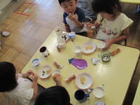 ブルーベリーおやつの様子の写真