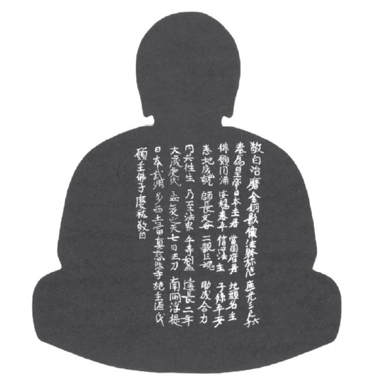 阿弥陀如来坐像背面に文字が刻まれている図