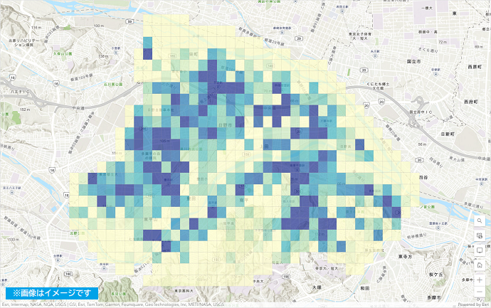 標準地域メッシュで区分した日野市※画像はイメージです