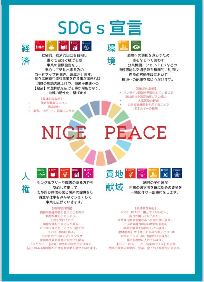 画像:SDGs宣言書(NICE PEACE)