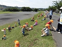 写真:土手の上から滑る様子