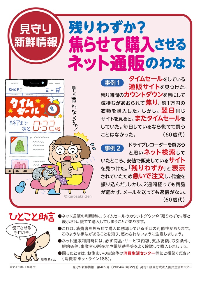 独立行政法人国民生活センターのチラシ画像。詳細はリンク先を参照