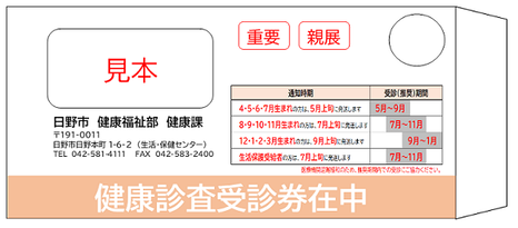 健康診査受診券送付用封筒