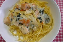 写真：鮭クリームスパゲッティ