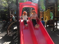 写真:滑り台で遊ぶ様子