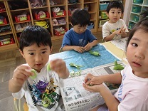 そらまめを剥く写真