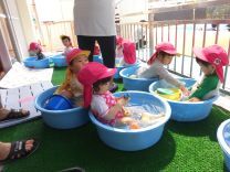 写真:乳児クラスの水あそび7
