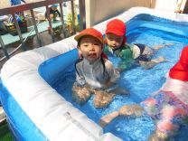 写真:乳児の水遊び1