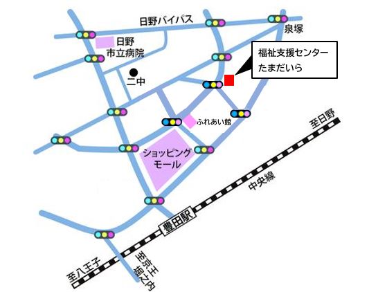 地図:福祉支援センターたまだいら