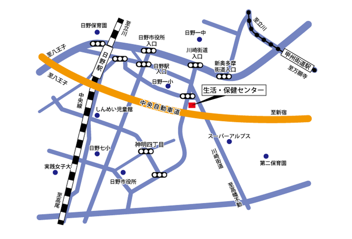 地図：日野市生活・保健センターの位置