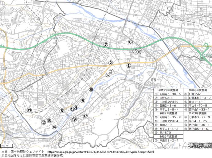 防災兼用農業用井戸所在図